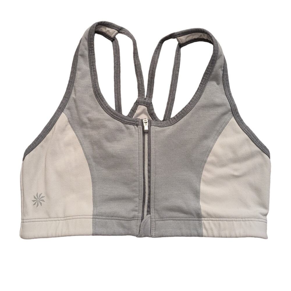 Athleta Half Moon Sports Bra Zip Front Colorblock Gym Yoga Running Hiking